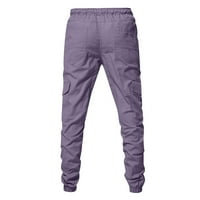 Lagane hlače Muškarci opušteni fit solidne boje Muške teretne hlače Izvlačenje Muškarci pantalone Grey XL