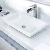 Veliki ravni pravougaoni bijeli Phonei kameni sudoper za kupatilo i niko set slavina za posude