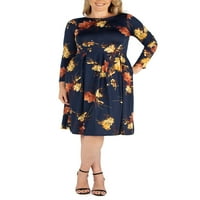 Ženska komforna Odjeća Plus Size Dugi rukav dužina koljena Plus veličina Klizačka haljina