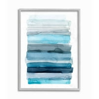 Stupell Industries plavo-sive Ombre apstraktne linije inspirisane vodom uokvirene zidni umjetnički dizajn