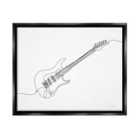 Stupell Guitar Line Doodle Muzički Instrument Ljepota I Moda Slikarstvo Crni Plutač Uokvireni Art Print Wall