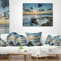 Designart Bright Sydney Sunset iznad mora - jastuk za bacanje morskog pejzaža-12x20