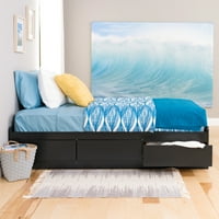 Prepac Twin XL Mate-ov krevet za odlaganje platforme sa fiokama, Crni