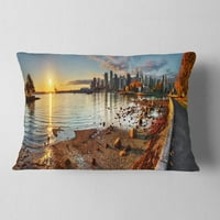 PromenArticat Vancouver Downtown Panorama - Pejzažni jastuk od tiskanog bacanja - 12x20