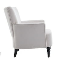 Gewnee Accent stolica,fotelja sa nogama od punog drveta za dnevni boravak spavaća soba, Bijela