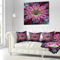 Designart ružičasto plava šareni cvijet - jastuk za bacanje cvijeća-16x16