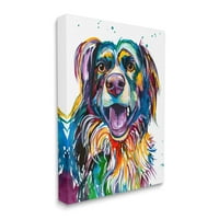 Stupell Happy Dog Bold Rainbow stil Životinje i insekti Galerija slikanje zamotane platno Print Wall Art
