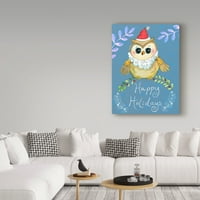 Zaštitni znak likovne umjetnosti' Santa Owl Big Eyes ' platnena Umjetnost Valarie Wade