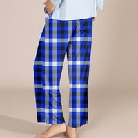 Ženske klasične plaćene elastične pojaseve pojaseva pantalone ležerne kućne hlače plave l