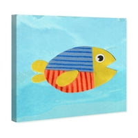Pista Avenue Životinje Zid Art Platnene Grafike 'Happy Fish' Morske Životinje - Plava, Žuta