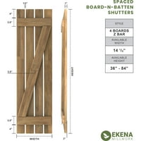 Ekena Millwork 1 2 W 76 H Americraft Četvrta ploča Eksterijer Real Wood Spermeni ploča-n-batten rolete W