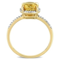 Miabella Women's 1- Carat T.G.W. Citrin & Diamond Accent 10KT Žuti zlatni halo prsten