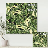 Designart 'prirodni zeleni listovi egzotični na Dark II' Tropski platneni zidni umjetnički Print