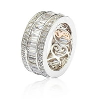 Kolekcija Sterling Silver Cubic cirkonijska bijela baguette Moderni prsten za slaganje