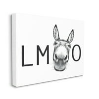 Stupell Industries LMAO Donkey Amusing Monochrome Casual Animal Humor grafička Umjetnička galerija umotana