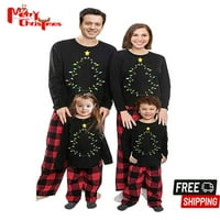 Sunost božićne pidžame za obitelj, dugih rukava vrhova tiska + plaćene hlače pidžama