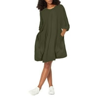 Žene ljetne haljine za žene mini haljina Datum Ležerne prilike kratki okrugli izrez Čvrsta sa džepom zelena