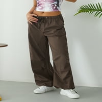 Ženske vrećaste teretne hlače Niske rastote široke lutke za noge Casual Multi džepovi Labavi pantalone hlače
