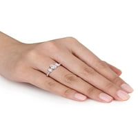 1-karatni T. G. W. Moissanite 10k zaručnički prsten od ružičastog zlata od 3 kamena