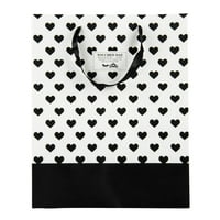 Vrhunska šik crno-bijela papirna poklon torba za višekratnu upotrebu sa ručkama od satenske trake