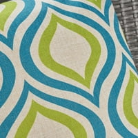 Giovanna vanjski Ikat 18 vodootporni kvadratni jastuci od tkanine, Set od 4, Plava, Zelena