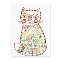 Zaštitni znak Likovna umjetnost 'Folk Cat 1' Platno umjetnost Oxana Ziaka