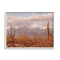 Stupell Industries izblijedjela Rustikalna pustinjska scena udaljene planine kaktus Rustikalna fotografija