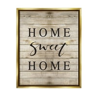 Stupell Industries Home Sweet Home porodična tipografija metalik zlato uokvireno plutajućim platnenim zidom