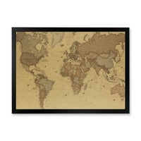 Designart 'Ancient World Map III' Vintage Framed art Print