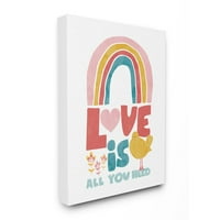 Stupell Industries Whimsical Kid's Rainbow Love Is All You Need Quote Canvas Wall Art Design by Jennifer