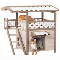 Feral Cat House na otvorenom u zatvorenim mačjim kućicama sa izdržljivim PVC krovom, vrata za bijeg, zavjesa