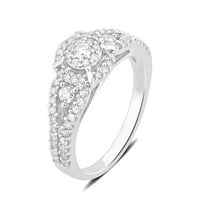 Karatni TW dijamantski klaster 10k zaručnički prsten od bijelog zlata