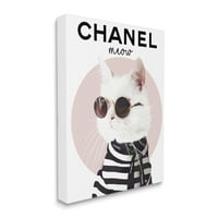 Stupell Industries Chic Kitty Cat Meow Glam modni ružičasti krug, 48, dizajnirao Ros Ruseva
