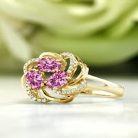 Gem kamen kralj 18k žuti pozlaćeni srebrni prsten ovalni ružičasti moissinite