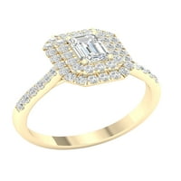 Imperial Ct TDW smaragdni dijamant dvostruki oreol zaručnički prsten od 10k žutog zlata