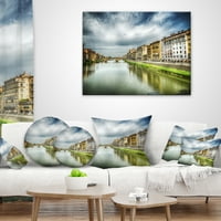 Designart Arno River under Dramatic Sky - cityscape Throw jastuk-18x18