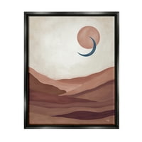 Stupell Industries apstraktne pustinjske dine Sunce Mjesec preklapajući oblici slikarstvo Jet crno plutajuće