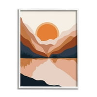 Stupell Industries Vibrant Orange Sunrise minimalna apstrakcija planinskog jezera, 30, dizajnirao Ros Ruseva