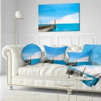 Designart Pier i Lightour u zalasku sunca - jastuk za bacanje morskog pejzaža-12x20