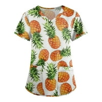 Grafički bluze Ispisuje radna odjeća s kratkim rukavima ljeti V-izrez za žene narandžasti xl