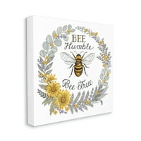 Stupell Industries Bee Humble & True ohrabrujući insekti cvjetna granica grafička Umjetnička galerija umotana