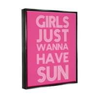 Stupell Industries djevojke žele imati sunce Pink Retro ljeto grafička Umjetnost Jet crna plutajuća uokvirena