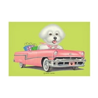 Danny Gordon Art 'Bichon Frise in Pink Car' Canvas Art