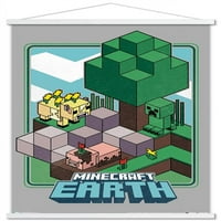 Minecraft Earth - Ključni umjetnički zidni poster sa drvenim magnetskim okvirom, 22.375 34