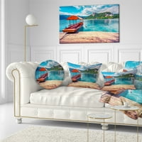 Designart brod u Bledskom jezeru u Julijskim Alpama - pejzažni štampani jastuk za bacanje - 12x20