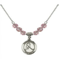 Rodijumska ogrlica sa laganim ružičastim oktovnim mjesecom rođene mjesece i saint sebastian hokej na ledu