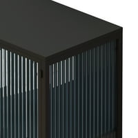 Dizajnerska grupa Crni moderni Ormarić sa švedskim stolom sa staklenim vratima ,2-slojni sto za odlaganje