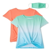 Wonder Nation Djevojke Štampane I Čvrste Twist - Prednje Majice, 2-Pakovanje, Veličine 4 - & Plus