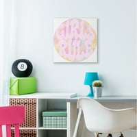 Stupell Industries djevojke vladaju frazom Pink Retro Tie Dye uzorak platnene zidne umjetnosti Daphne Polselli