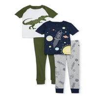 Wonder Nation Toddler Boy Snug Fit Pamuk Paymas pidžama, set